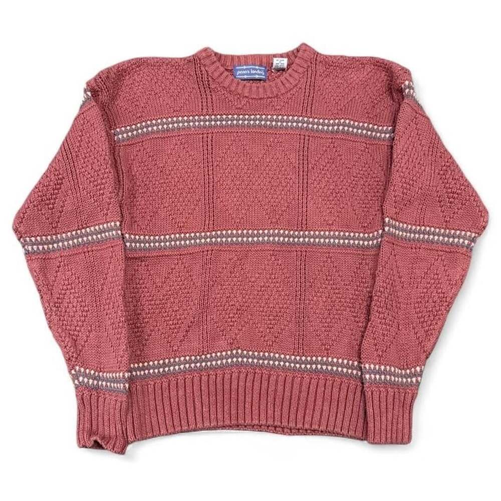 Vintage Penn's Landing Textured Fair Isle Pullover Sweater XL Dusty Rose